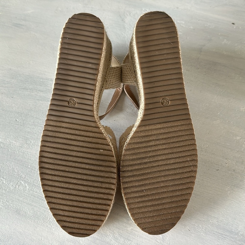 Anne Klein Women’s Zida Woven Espadrille Wedge Sandal 8.5 Summer 2” Shoe Neutral - Picture 14 of 16